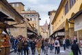 People walking on Ponte Vecchio Old Bridge in Florence, Italy Royalty Free Stock Photo