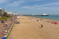 Eastbourne East Sussex UK beach and promenade sunshine walking on the seafront promenade