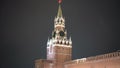 People walking at Red Square Kremlin Moscow city Russia. With Kremlin Chiming clock audio. 7 p.m.