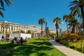 People walking and relaxing in Albert I Gardens