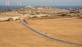 People walking on a road at Cape Greko peninsula in Cyprus Royalty Free Stock Photo