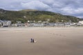 Sandy Beach of Historic Coastal Town in North Wales, UK
