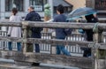 People Walking On Sanjo, Bridge, Kyoto, Japan