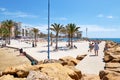 People walking on seafront promenade, Torrevieja city. Spain Royalty Free Stock Photo