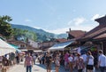 People walking and shopping in the old Bazaar at Bascarsija, Sarajevo, Bosnia. Royalty Free Stock Photo