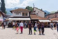 People walking and shopping in the old Bazaar at Bascarsija, Sarajevo, Bosnia.