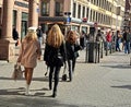 People walking on a Shopping street in Strasbourg, France
