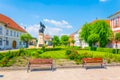 People are walking on the square of Marcius 15 in the hungarian city Vac....IMAGE Royalty Free Stock Photo