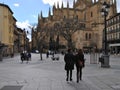 Segovia cathedral in Spain with people