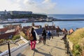 People walking the 199 steps whitby Royalty Free Stock Photo