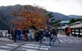 People walking on street at Arashiyama district in Kyoto, Japan Royalty Free Stock Photo