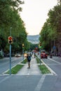 People walking through a Street of Barcelona