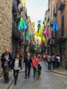 People walking on the street 16.05.2018 Girona, Spain Royalty Free Stock Photo
