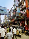 People walking on a street of Pettah neighborhood, Colombo, Sri