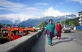 People walking on street in Srinagar, India Royalty Free Stock Photo