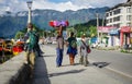 People walking on street in Srinagar, India Royalty Free Stock Photo