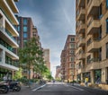 People walking on the streets, luxery apartments at the zuidas in Amsterdam