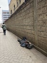 Homeless people in Streets of Nairobi in Parkroad area in Kenya