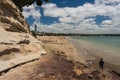 People walking on Takapuna beach