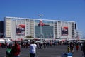 People walking to arena and tailgate in parking lot