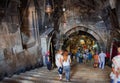 People walking to the temple