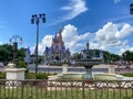 People walking toward Cinderella Castle at Walt Disney World Magic Kingdom in Orlando, Florida Royalty Free Stock Photo