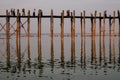 People walking on the Ubein bridge in Mandalay, Myanmar Royalty Free Stock Photo