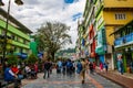 People walking in the upscale street market of MG Marg in Gangtok, Sikkim, India Royalty Free Stock Photo