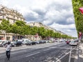 People walking and visiting the famous street in Paris, the Champs dÃÂ´elysees in the heart of Paris