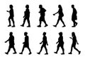 People walking on white background, Silhouette woman and man collection, Vector shape group girl and boy