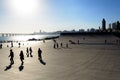 People walking at Xinghai Bay, Landmark in Dalian city Royalty Free Stock Photo