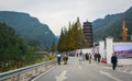 People walking at the Zhangjiajie Mountain Park in Hunan, China