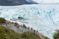 People on the walkways looking at the Perito Moreno Glacier, El Calafate, Patagonia Argentina.