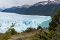 People on the walkways looking at the Perito Moreno Glacier, El Calafate, Patagonia Argentina. Royalty Free Stock Photo