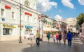 People wallking on Klimentovsky lane in Moscow