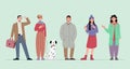People in warm clothes vector set