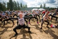 People warming-up before the sport military competition game