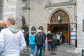 People was waiting going inside the famous Basilique Notre-dame De Montreal