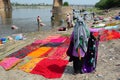 People washing clothes in Agra, India Royalty Free Stock Photo