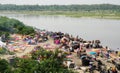 People washing clothes on river in Agra, India Royalty Free Stock Photo