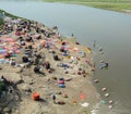 People washing and drying clothes in Agra, India