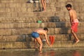 People washing their clothes in Ganges River, Varanasi, India