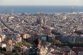 People watch Barcelona view with Sagrada Familia on main term