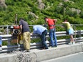 People watch bungee jump Royalty Free Stock Photo