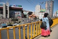 People watch the panorama of La Paz, Bolivia