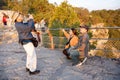 people watch the spectacular sunset at Grand Canyon Royalty Free Stock Photo