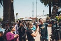 People watching the annular solar eclipse in Mexico with cameras and telescopes