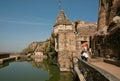 People watching artificial pond in India