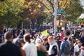 People watching and cheering on runners who run the NYC Marathon in Brooklyn on the way to Queens, the Bronx and Manhattan Royalty Free Stock Photo