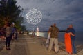 People watching firework display in Muri lagoon Rarotonga Cook I